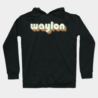 Retro Vintage Rainbow Waylon Letters Distressed Style Hoodie